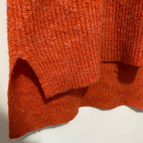 Kaffe Oversized Wool Mohair Blend V-Neck High Low Knit Sweater Burnt Orange XS-M - Picture 8 of 14